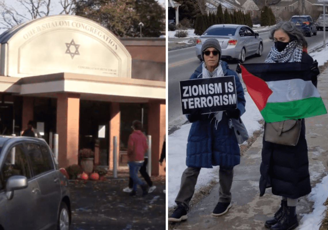 מפגינים אנטי-ישראלים השחיתו בית כנסת בניו ג'רזי במהלך הרצאה של חייל צה"ל