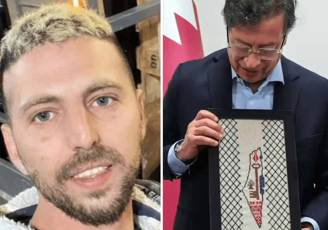 נשיא קולומביה קרא לשחרור החטוף הישראלי-קולומביאני - עם מפת 'פלסטין השלמה'