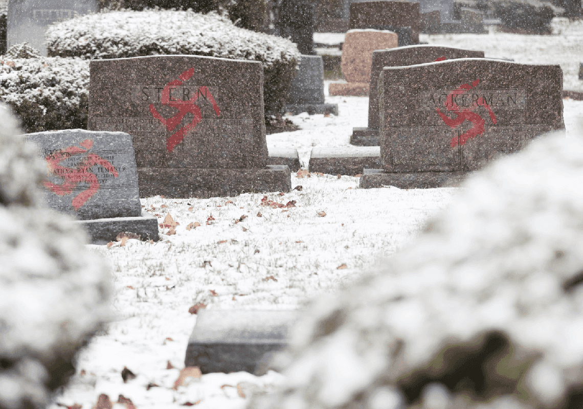 בית קברות יהודי ליד שיקגו הושחת - וגם הפעם יש קשר לקניה ווסט 
