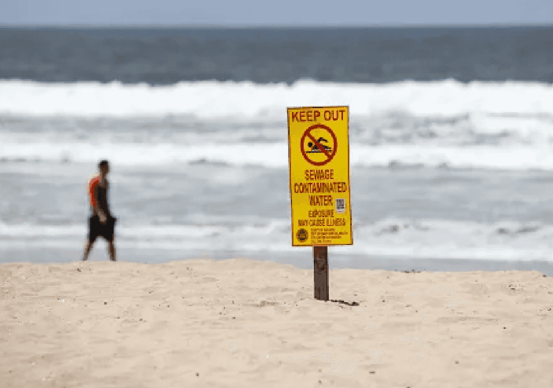 שרשרת חופים בקליפורניה נסגרה לציבור בשל זיהום חמור במים 