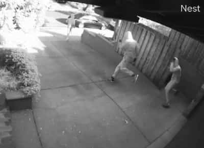 בזעקה אחת הוא הבריח שלושה פורצים: הדרמה שנקלטה במצלמות האבטחה בסן פרננדו וואלי