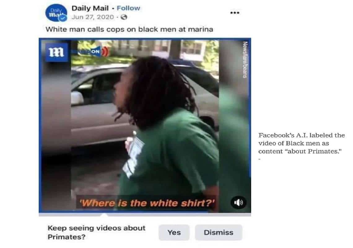 פייסבוק סימנה גברים שחורים כ'קופים'