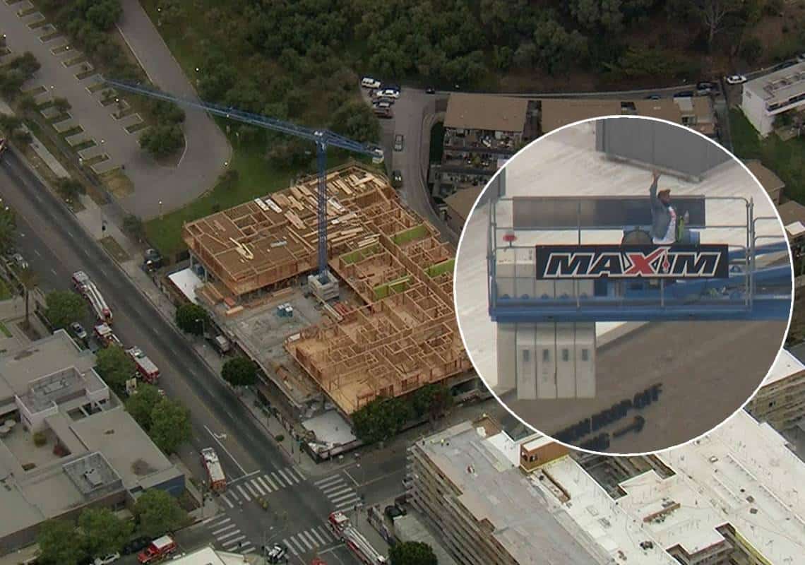 בהלה בהוליווד: אלמוני חדר לאתר בנייה וטיפס על מנוף בגובה 45 מטר