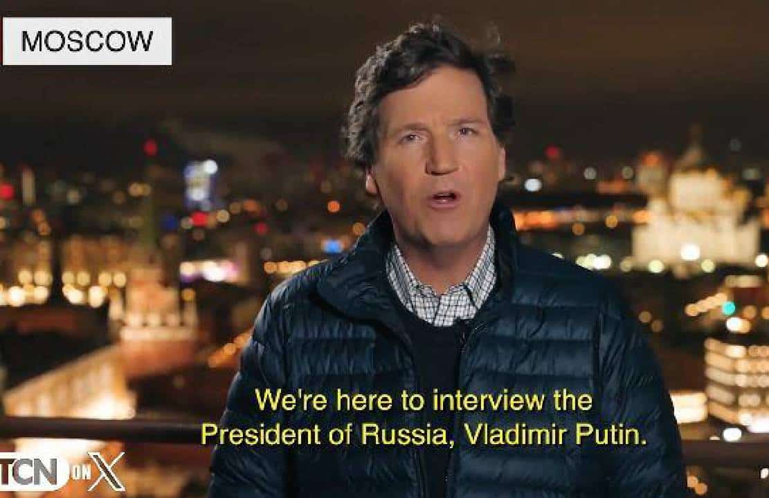 טאקר קרלסון מסביר מדוע הוא מראיין את פוטין: "רוב האמריקאים לא מודיעים... אנחנו כאן כי אנחנו אוהבים את ארה"ב"