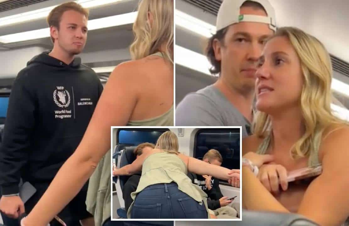 צפו: ‏אישה "שיכורה" גערה לעבר תיירים גרמנים ברכבת לניו יורק "לצאת The F&%k" מארה"ב ‏ - היא שילמה על כך ביוקר