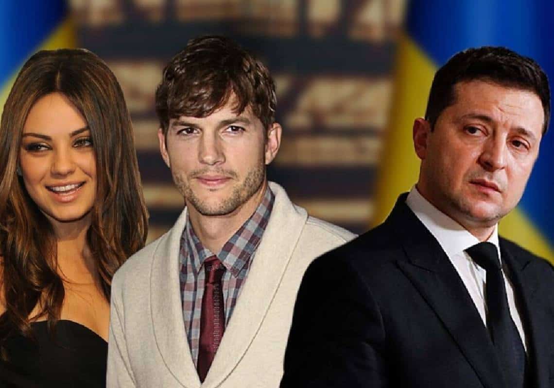 נשיא אוקראינה במסר לצמד השחקנים אשטון קוצ׳ר ומילה קוניס