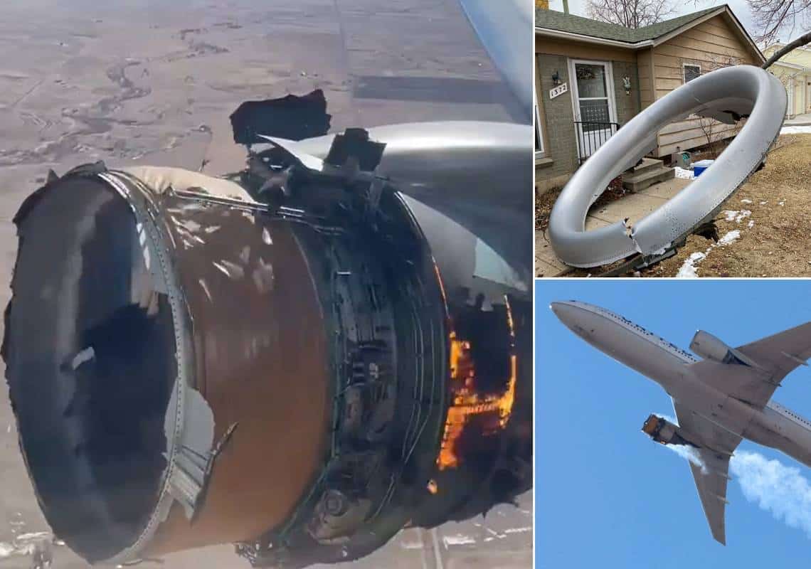 אימה בטיסת יונייטד: מנוע המטוס עלה בלהבות והחל להתפרק בעודו באוויר, חלקים ממנו נחתו על בתי מגורים