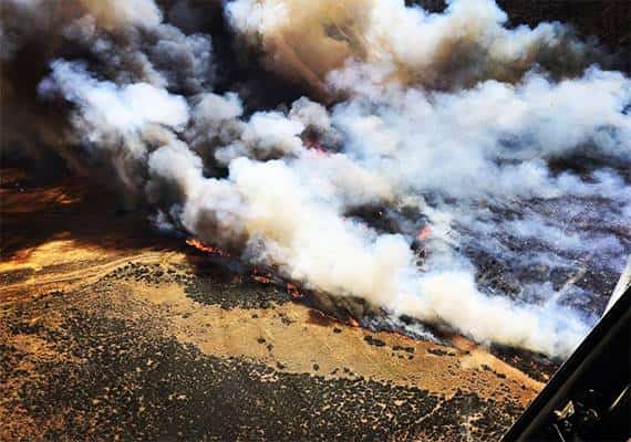 לוס אנג'לס: שריפת חורש גדולה משתוללת בצפון המחוז