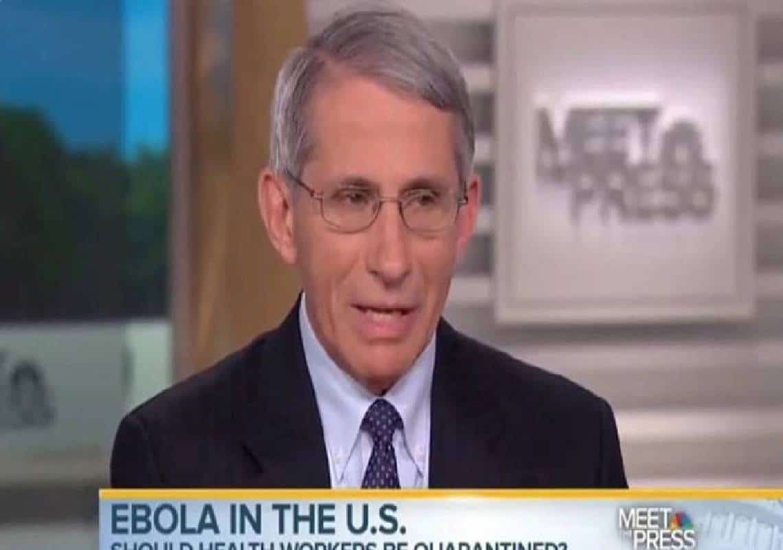 פאוצ'י סירב לבודד עצמו לאחר שבא במגע עם חולת אבולה, והודיע "אין טעם במדיניות הסגר" במהלך התפרצות מגיפת האבולה