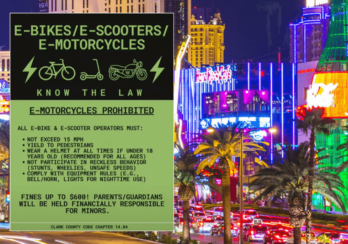 אופניים חשמליים מחוץ לסטריפ: מחוז קלארק אוסר רכיבה באיזור הנופש של לאס וגאס