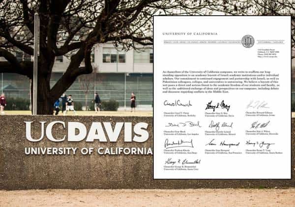 ראשי עשר השלוחות של אוניברסיטת קליפורניה: "מתנגדים לחרם על ישראל"