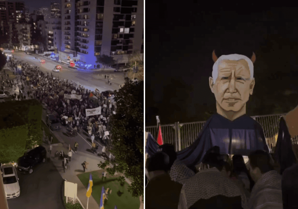 אל.איי: אלפי מפגינים פרו-פלסטינים מחוץ לאירוע של ביידן ובכירי הוליווד