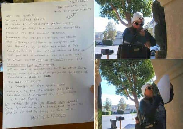 "נולדת במדינה אחרת? תחזור לשם מיד!": כרזות גזעניות נתלו על בתים בקליפורניה