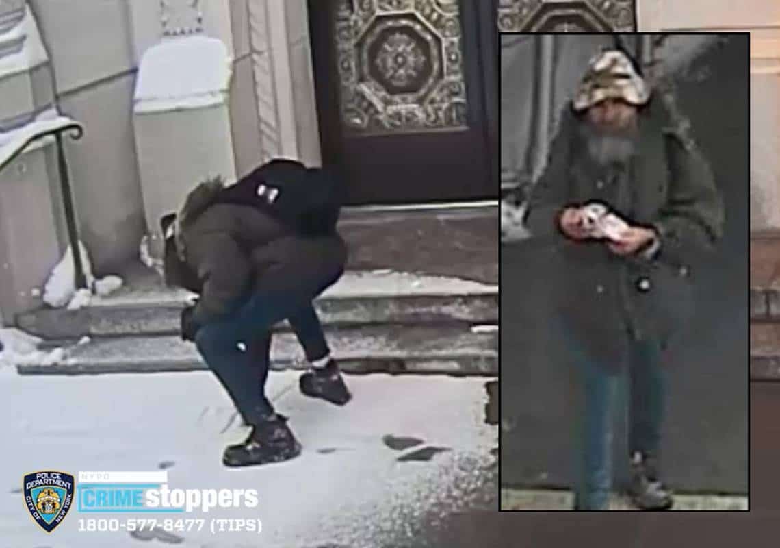 פשע שנאה בלב מנהטן: אלמוני צייר צלב קרס בשלג מחוץ לבית הכנסת עמנו-אל