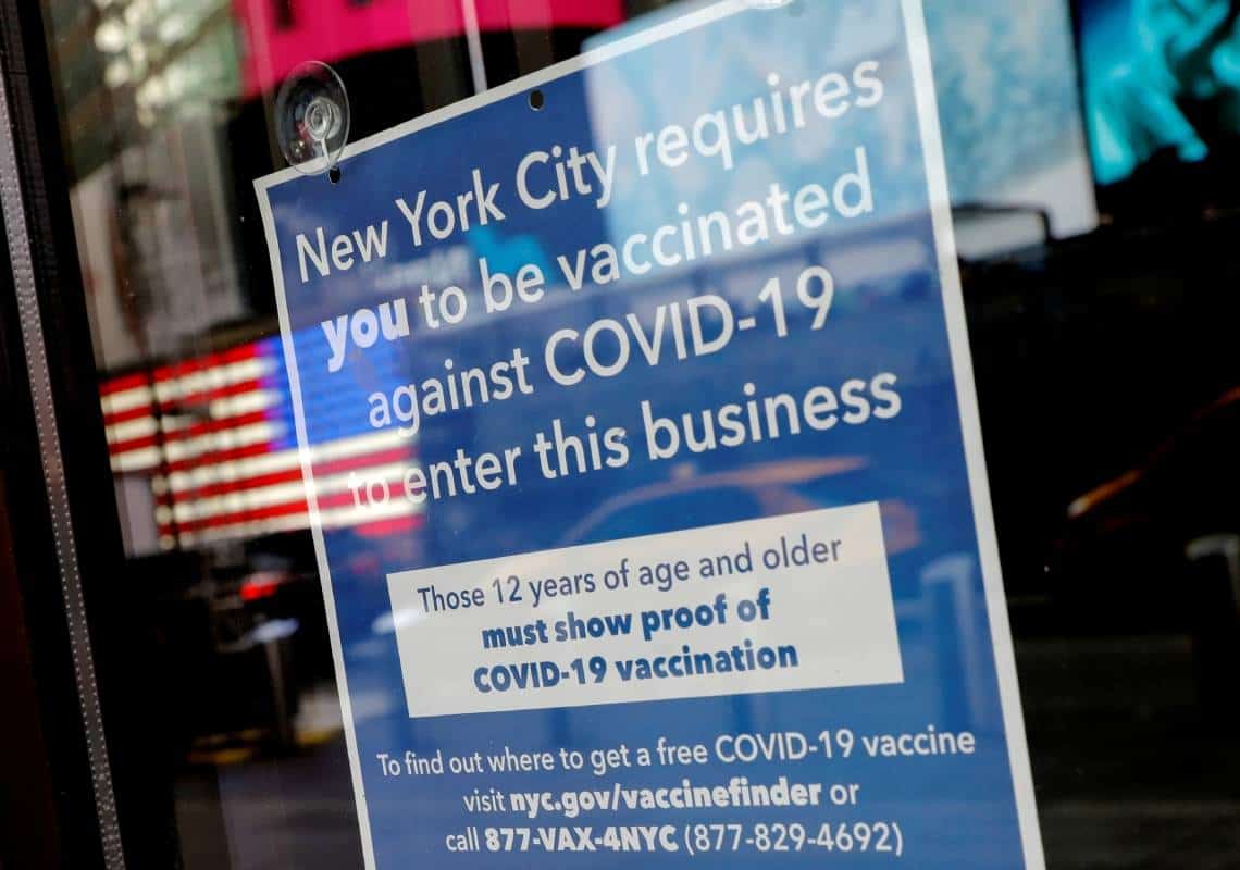 "מקווים לבטל את חובת החיסונים בעסקים בניו יורק בתוך שבועות ספורים"