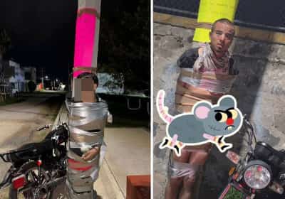 ה'באטמן' המקסיקני: גבר אלמוני צד גנבי אופנועים - וקושר אותם לעמודי רחוב