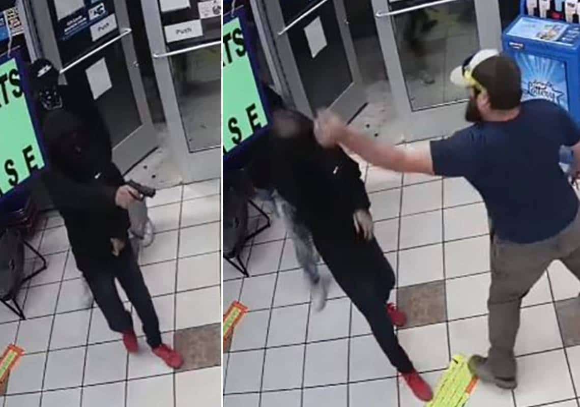 צפו בתיעוד: כך לוחם מארינס לשעבר הגיב לניסיון שוד בתחנת דלק