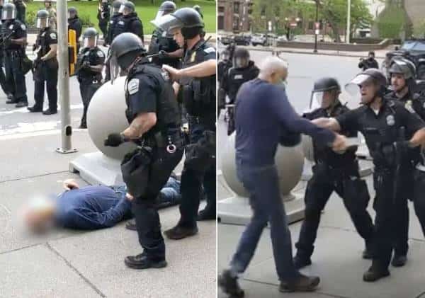 תיעוד קשה מניו יורק: בן 75 הפגין מול שוטרים וסיים בטיפול נמרץ