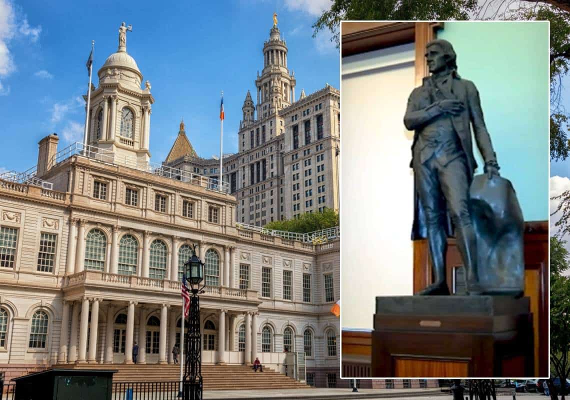 ניו יורק אישרה: פסלו של נשיא ארה"ב ה-3 יוסר מבניין העירייה