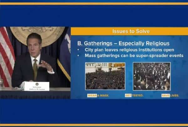 המושל נגד הקהילה היהודית: האיש החזק בניו יורק עשה טעות קשה - נעזר בתמונה בת 14 שנים במסיבת עיתונאים על הקורונה