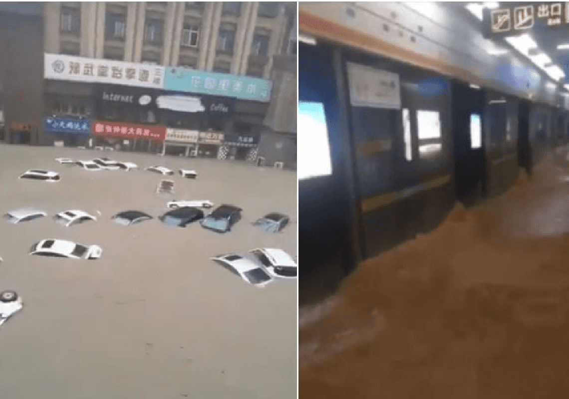 אימה ברכבת התחתית: מאות בני אדם נלכדו במטרו עקב שטפונות נדירים בסין