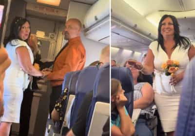"תודה שהגעתם, כאילו הייתה לכם ברירה": זוג התחתן באמצע טיסת סאות'ווסט וגרר לא מעט עקיצות ברשת