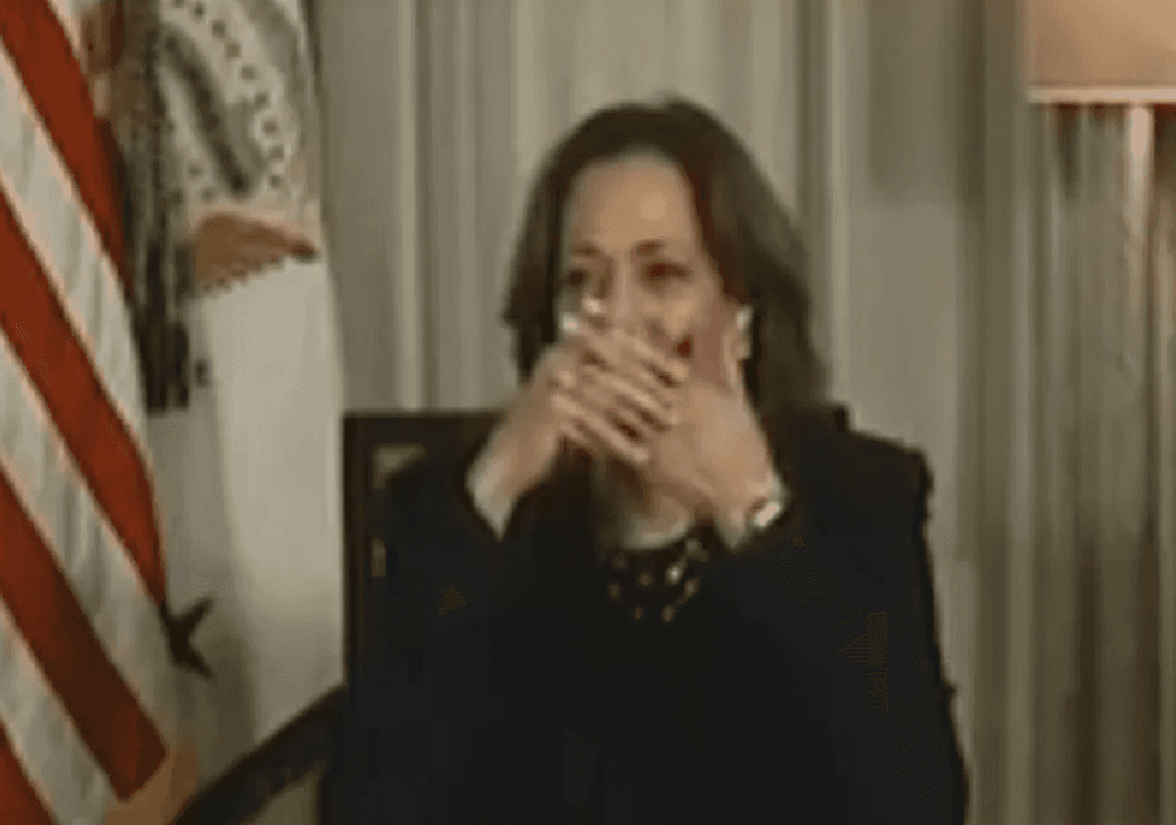 מכסה את הפה - ולוחשת: קמלה האריס נתפסה על חם 