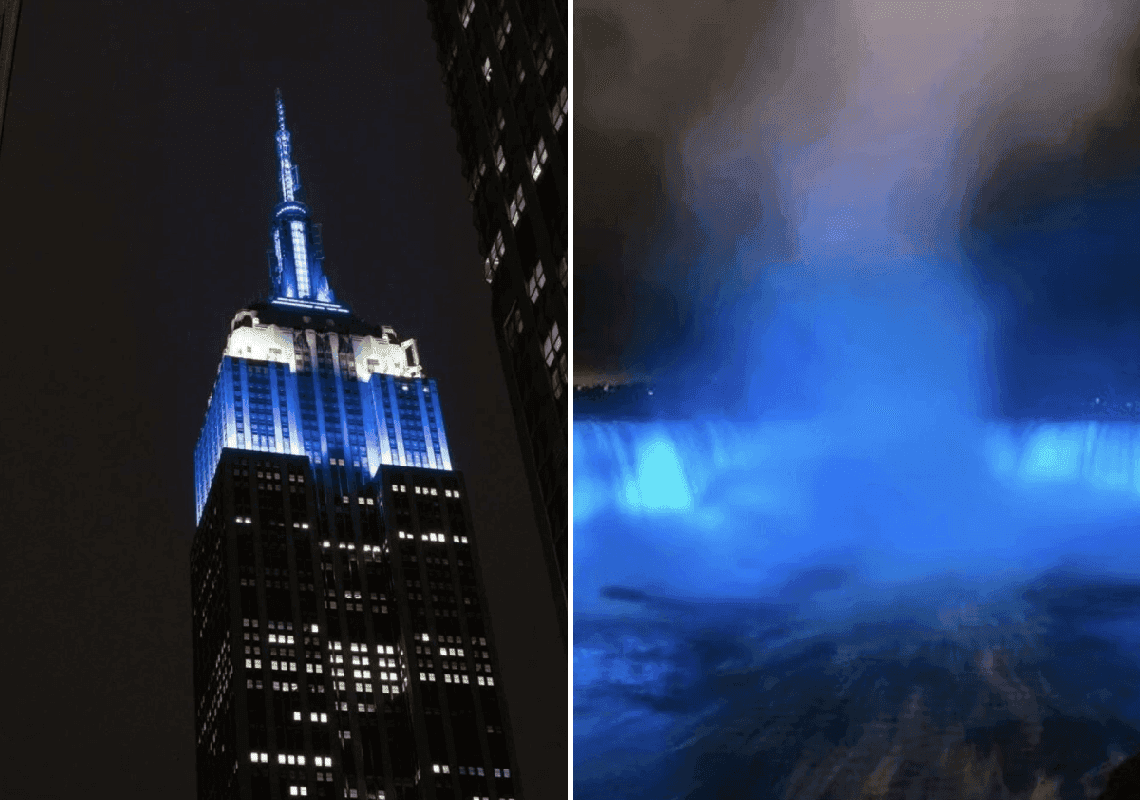 האמפייר סטייט ומפלי הניאגרה נצבעו בכחול לבן - ומנהיגי העולם מברכים: 75 שנה לישראל 