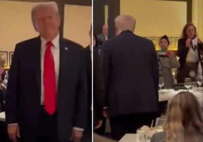 טראמפ הגיע לארוחת ערב במסעדה ונתקל בפרו-פלסטינים שקראו לו היטלר. ככה הוא הגיב