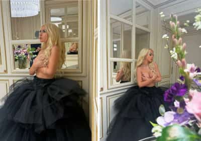 מי צריך חולצה כשיש שרשרת יהלומים? כריסטינה אגילרה גונבת את ההצגה בפריז