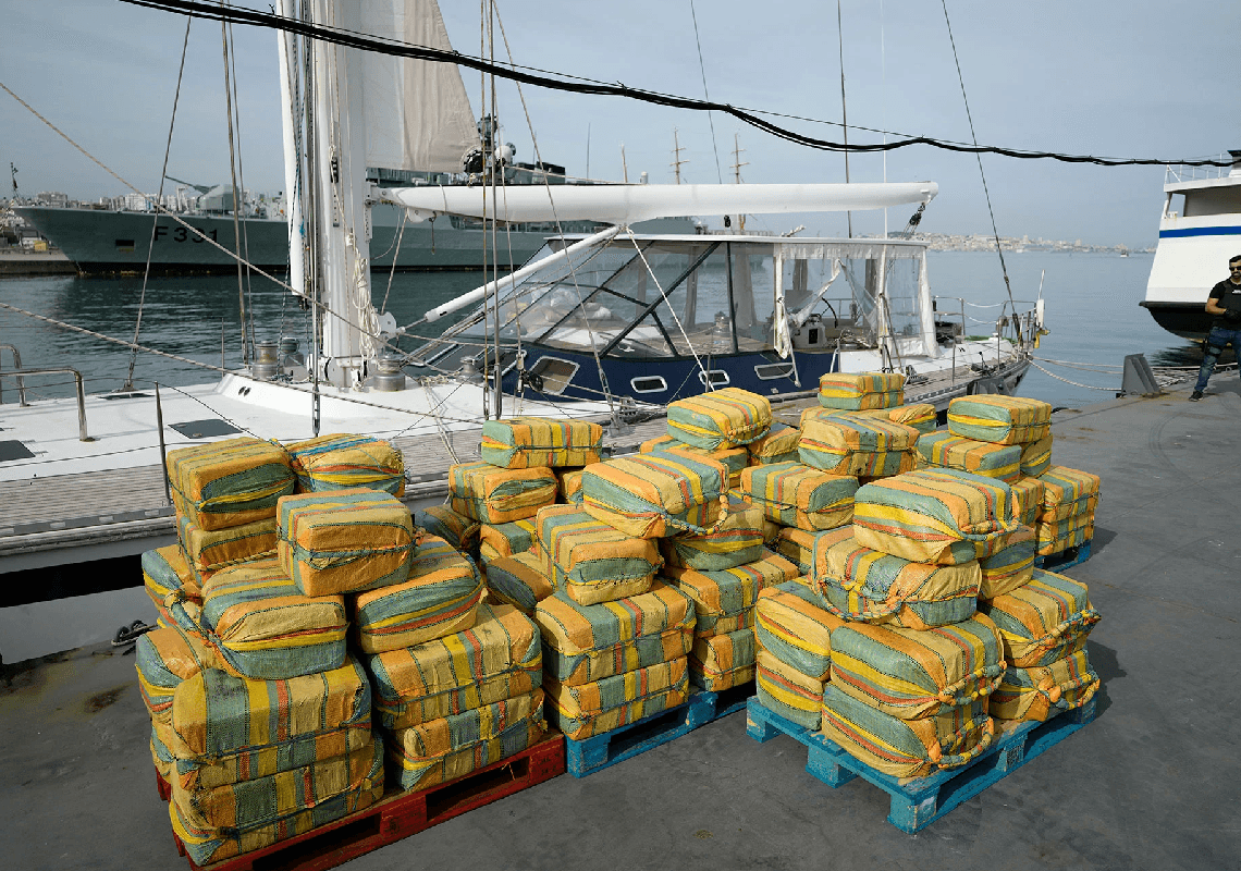 5 טון של קוקאין, בשווי של כ-232 מיליון דולרים, נתפסו בים האטלנטי