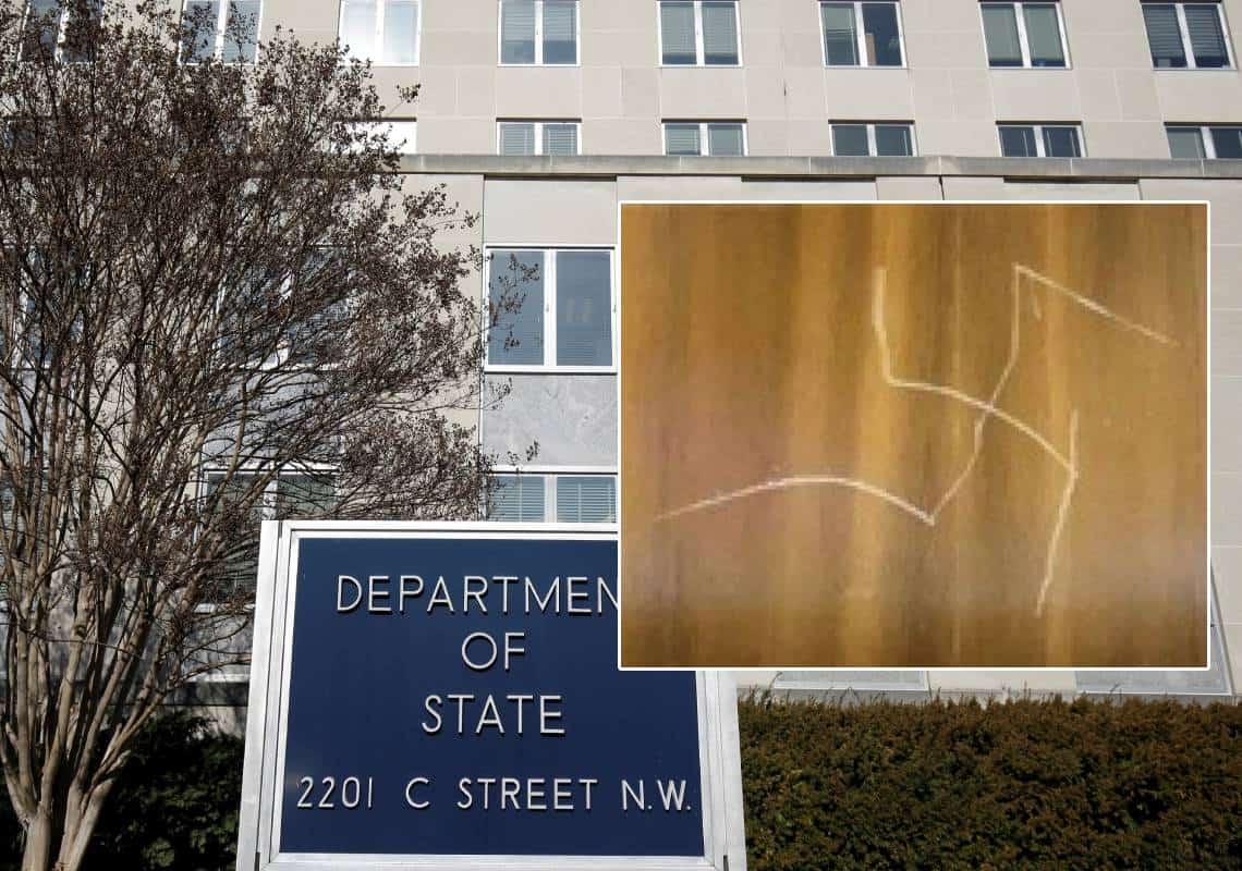 הלם בממשל הפדרלי: צלב קרס נחרט בבניין משרד החוץ בוושינגטון