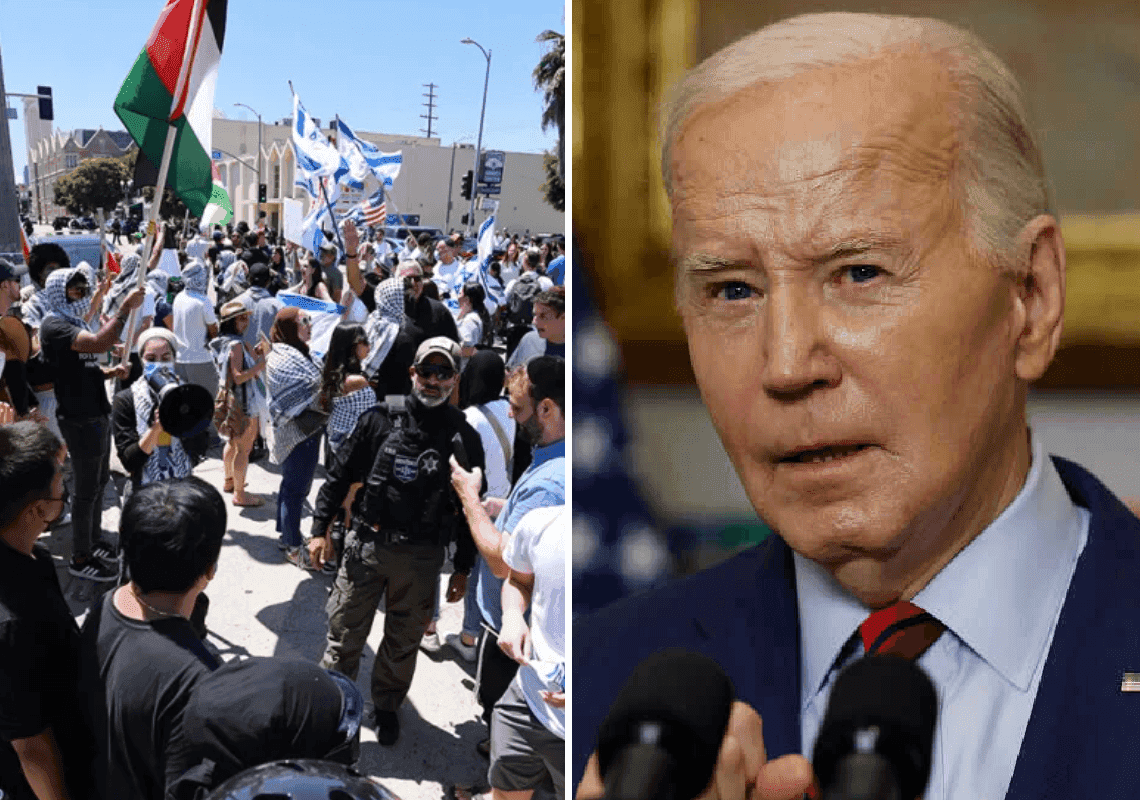 ביידן "מזועזע" מהעימותים האלימים מחוץ לבית הכנסת בלוס אנג'לס