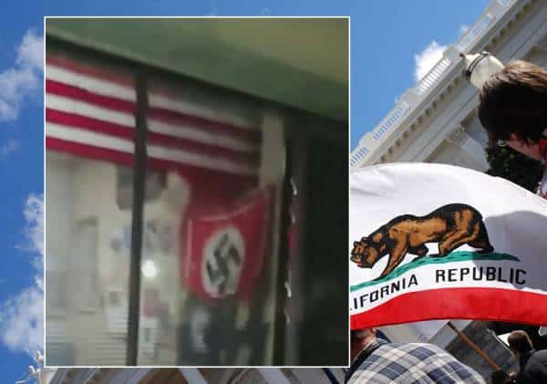 עליית מדרגה: צלב קרס נתלה בתוך בניין ממשלתי בסקרמנטו