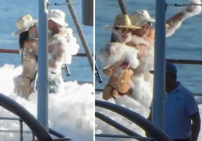 ג'ף בזוס ולורן סנצ'ז חוגגים במסיבת קצף בדרך לחתונה שלהם