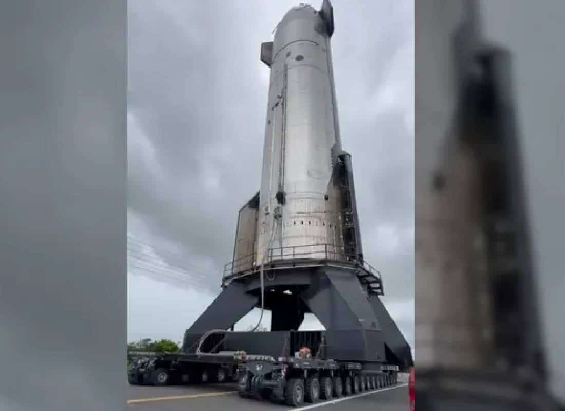 צפו: טיל ענק גורם לפקק תנועה ליד אתר השיגור של SpaceX