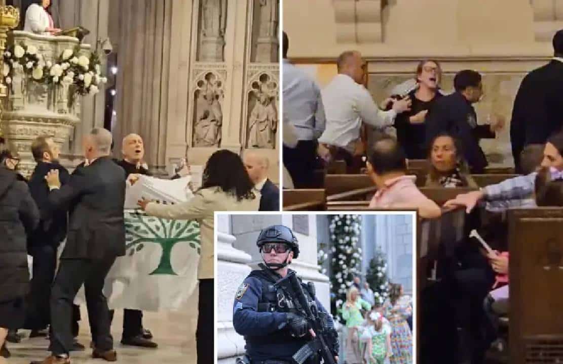 אמבוש בחג הפסחא: מפגינים פרו-פלסטינים התפרצו במהלך מיסת החג בקתדרלת פטריק הקדוש בניו יורק