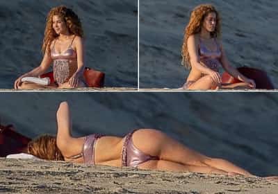 בין הופעה לסולד-אאוט: שאקירה בביקיני ורוד על החוף במקסיקו