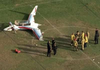 נחיתת חירום בלב פארק בדרום לוס אנג'לס: מטוס קל פגע באישה והטייס נפצע