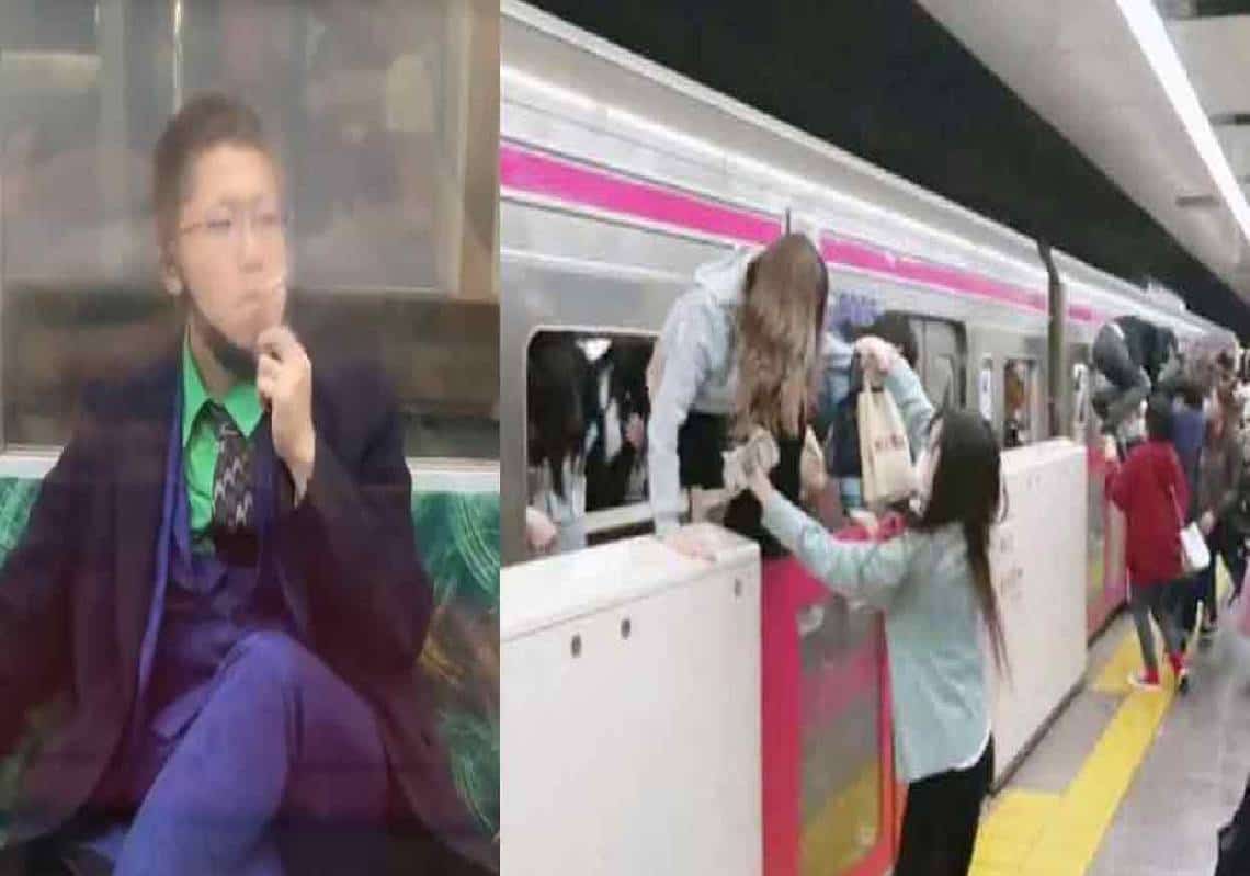 פסיכופת מחופש לג'וקר עם סכין מגואלת דם בידו ביצע פיגוע דקירה המוני ופצע 15 בני אדם ברכבת התחתית של טוקיו