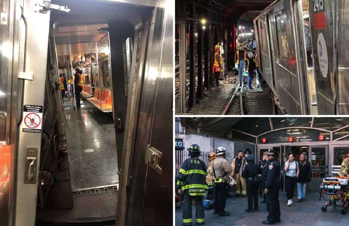 ניו יורק: התנגשות רכבות וירידה מהפסים; 24 פצועים - שיבושים בפעילות צפויים עד הבוקר‏