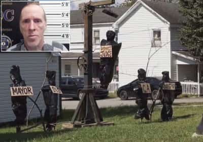 קישוט ליל כל הקדושים עם “שקי גופות” ושמות של בכירים הסתיים במעצר באשמת איומי טרור