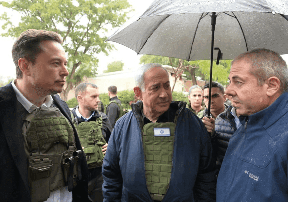 אילון מאסק סייר בכפר עזה – והסכים: ישראל צריכה להשמיד את חמאס