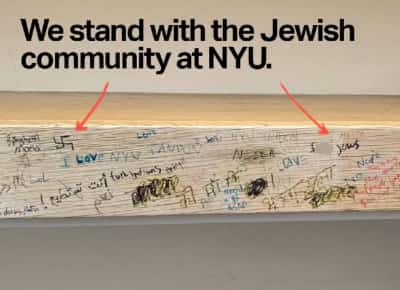 צלבי קרס על קירות האוניברסיטה: כתובות שנאה אנטישמיות בספרייה של אוניברסיטת ניו יורק