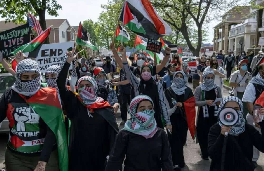 בלב ארה"ב: מפגינים נגד ישראל קראו "מוות לאמריקה" ו"מוות לישראל" בעצרת במישיגן