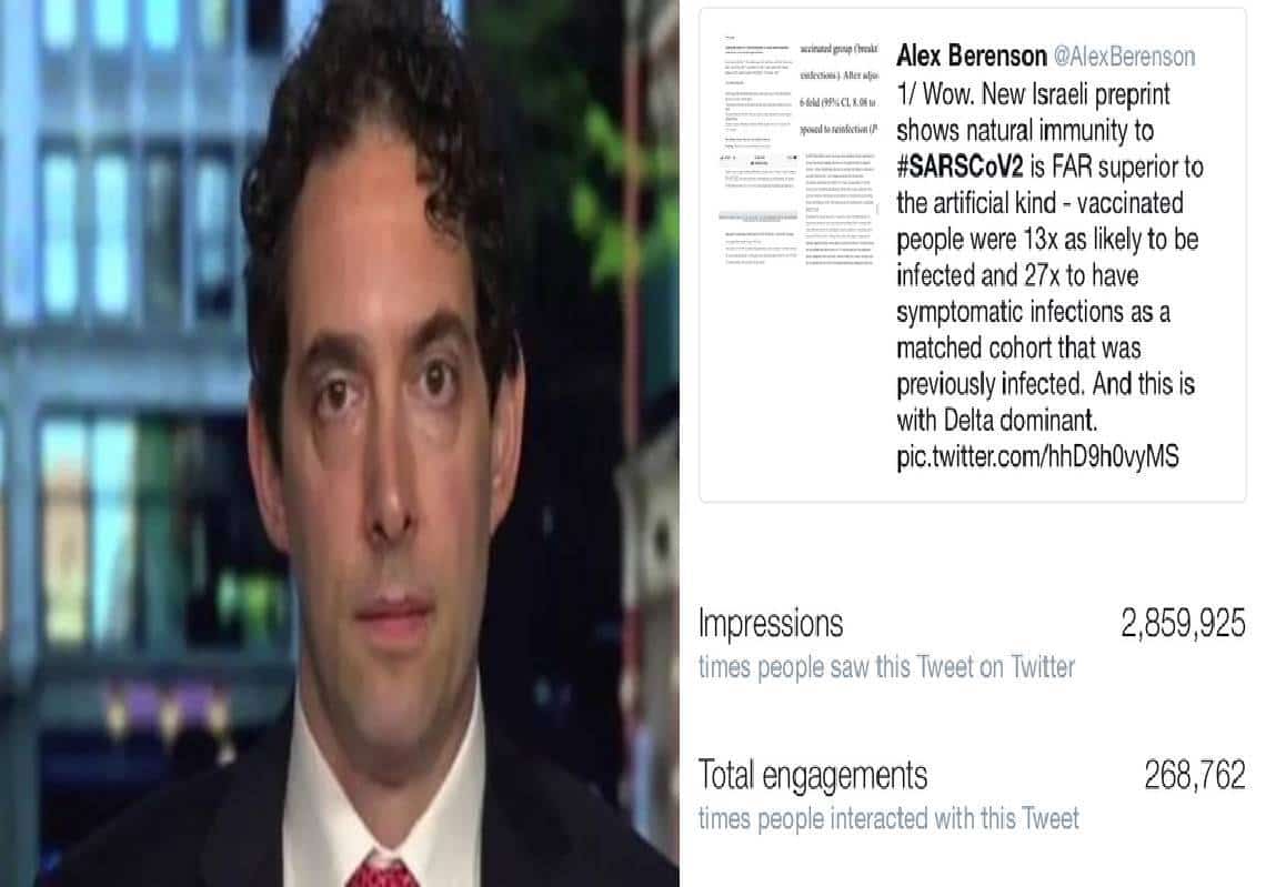 העיתונאי היהודי שחשף את המחקר הישראלי על אי-יעילות החיסון בהשוואה לחסינות טבעית סולק מטוויטר