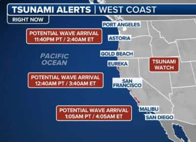גלי צונאמי מכים בחופי קליפורניה: "התרחקו מהחוף מיידית"
