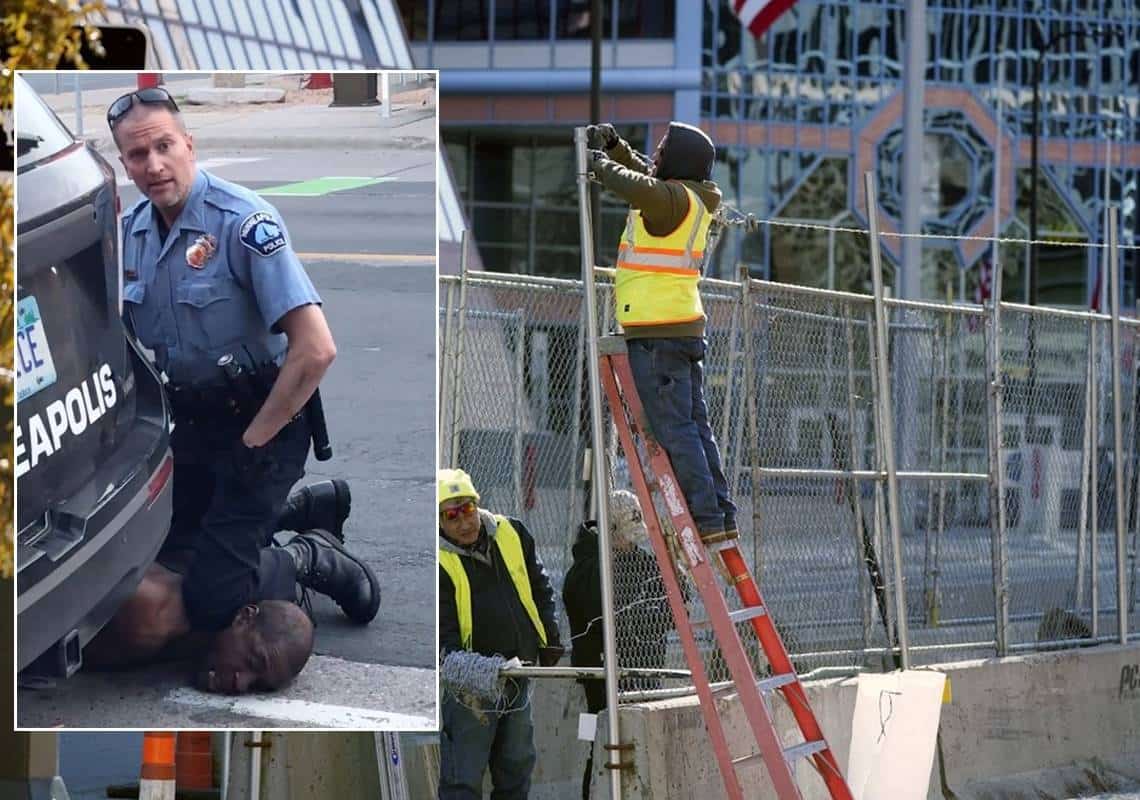 לקראת פתיחת משפט הרצח בפרשת ג'ורג' פלויד: גדרות ומכשולים נוספים הותקנו סביב בניינים ממשלתיים