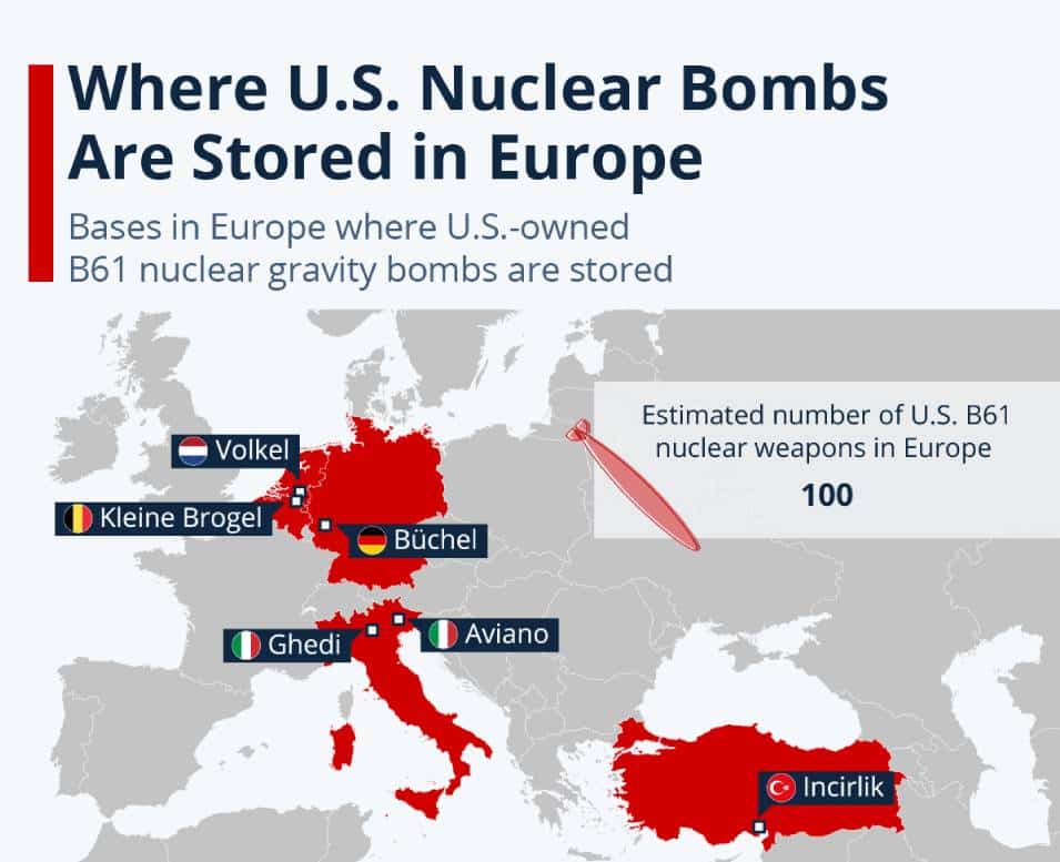 ‏כאן מאוחסנות הפצצות הגרעיניות של ארה"ב באירופה‏