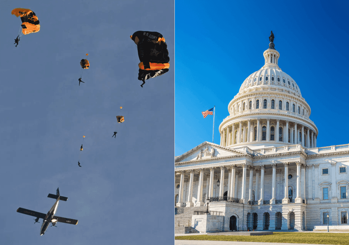 בהלה בקפיטול: תצוגת צניחה סמוכה גרמה לפינוי חירום של המבנה 